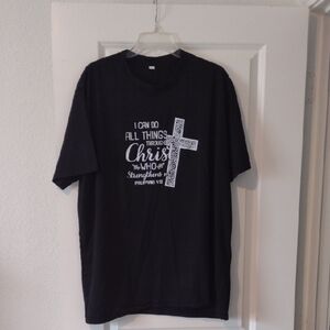 Black Graphic T-Shirt With Earrings New